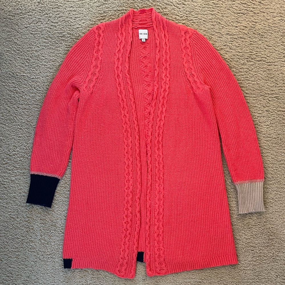 Nic & Zoe Color Block Long Cardigan